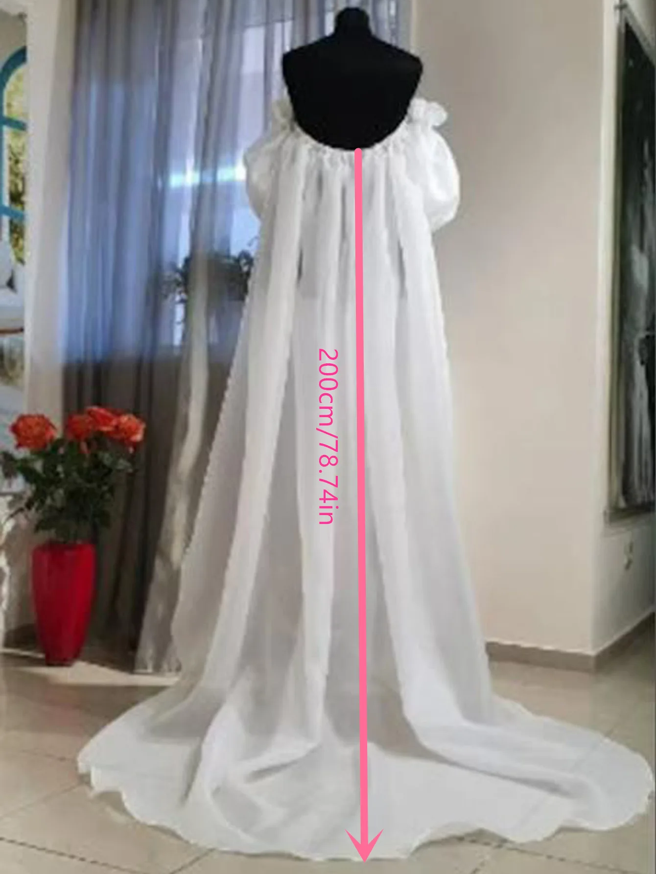 Bride Detachable Wedding Organza Wrap with Sleeves Accessory Travel Photography Party Wedding Bridal Accessories image 2