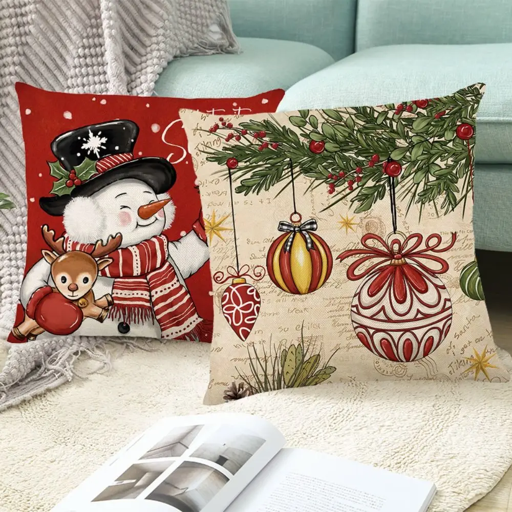 2Pcs 45x45cm Christmas Cushion Cover Soft Luxury Dacron Throw Pillow Case Washed Material Creative Santa Claus Sofa Pillowcase