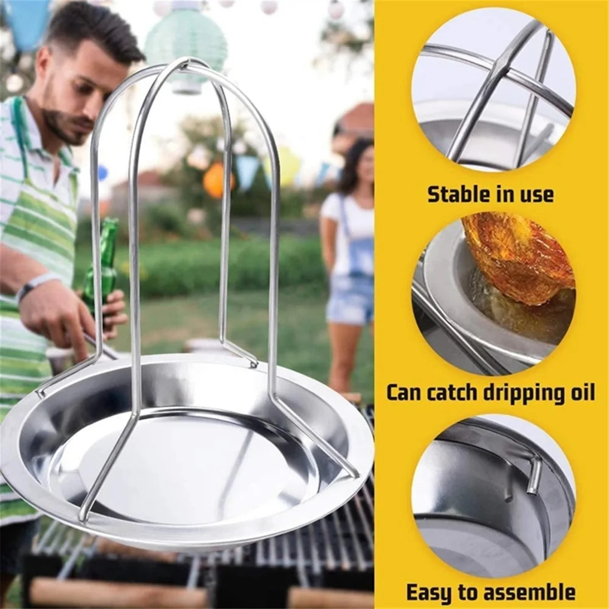 

GIGI Chicken Roaster Rack Baking Cooking Pans Non-Stick BBQ Grill Rack Stand Holder Tray With Bowl BBQ Accessories Tools