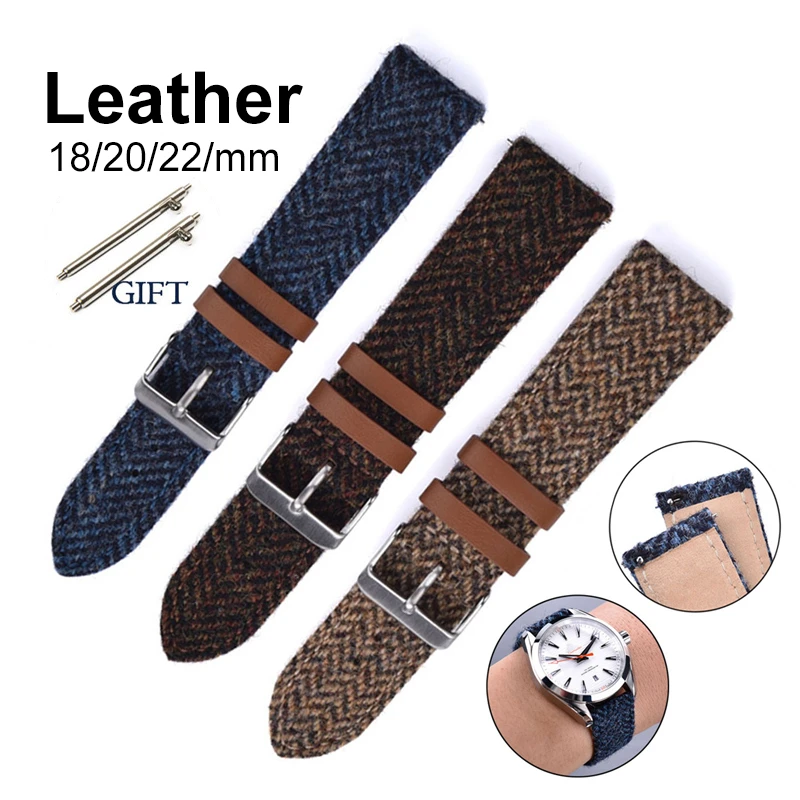 18/20/22/mm Vintage Leather Nylon Watchband Quick Release Strap Universal Replacement Band Women Men Belt Bracelet Accessories