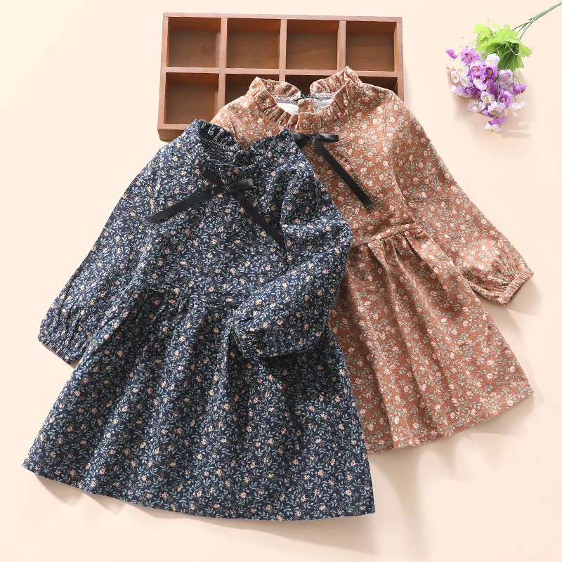 

Girls Floral Dress Spring and Autumn Princess Dress Cotton Long Sleeve Outer Wear Small Fresh Skirt2025New