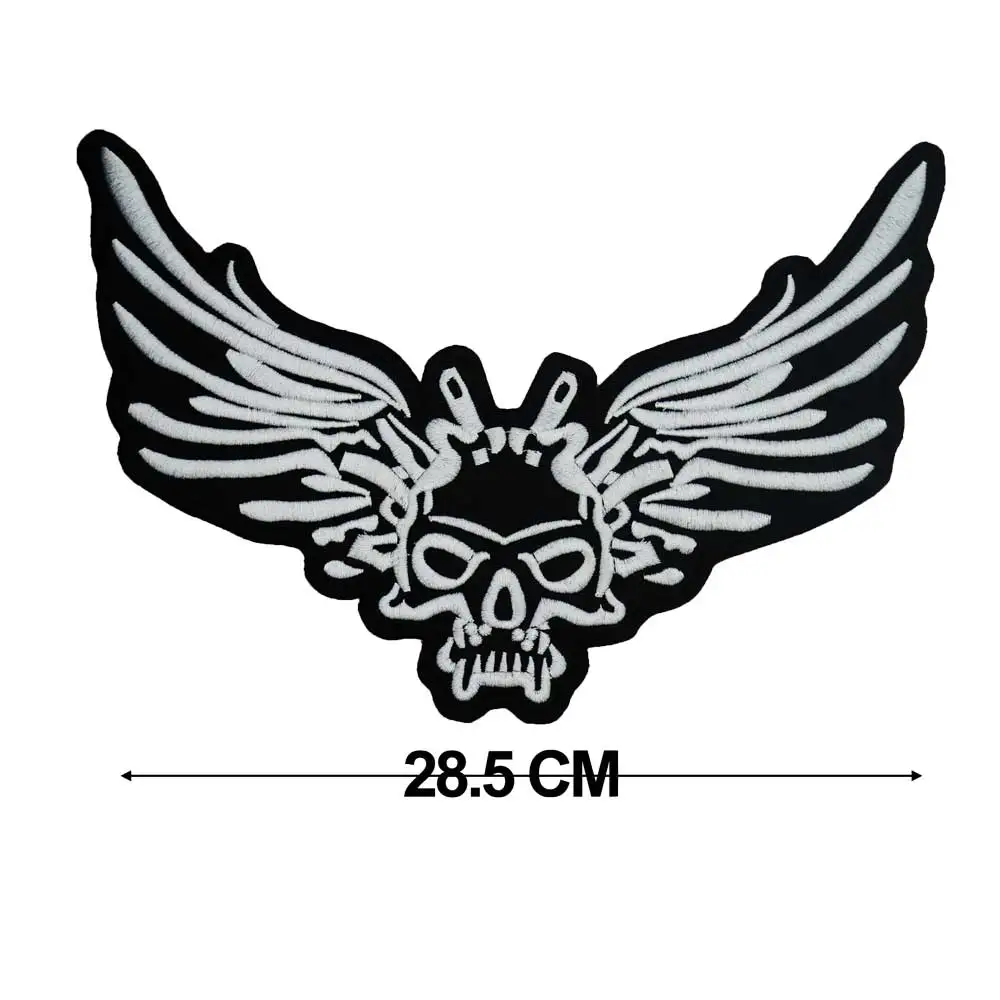 A winged skull Embroidered large Patches Applique Sewing and iron Hip Hop punk biker Band Rock Clothes Essential item