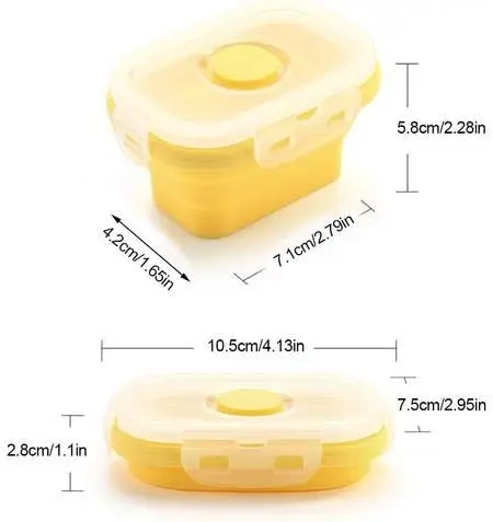 4 قطع من حاويات الطعام المصنوعة من السيليكون القابلة للطي، حاويات للوجبات الخفيفة، حاويات طعام صغيرة قابلة للطي مع قابلة للتكديس، سبيس سافي #3