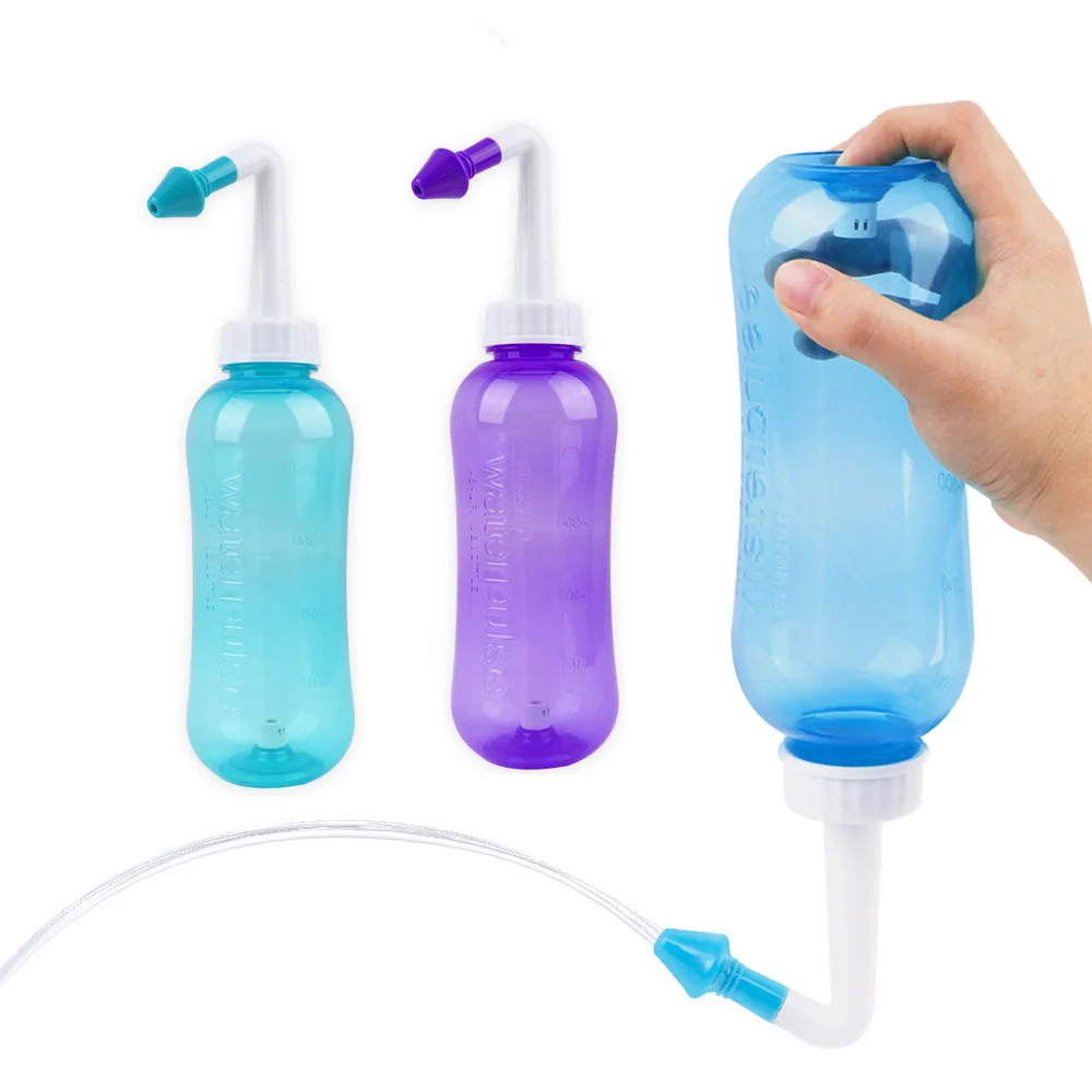 1 ensemble irrigateur Nasal bouteille de rinçage Nasal nettoyant de lavage Nasal protecteur du nez éviter la rhinite allergique adultes enfants Neti Pot 500ML