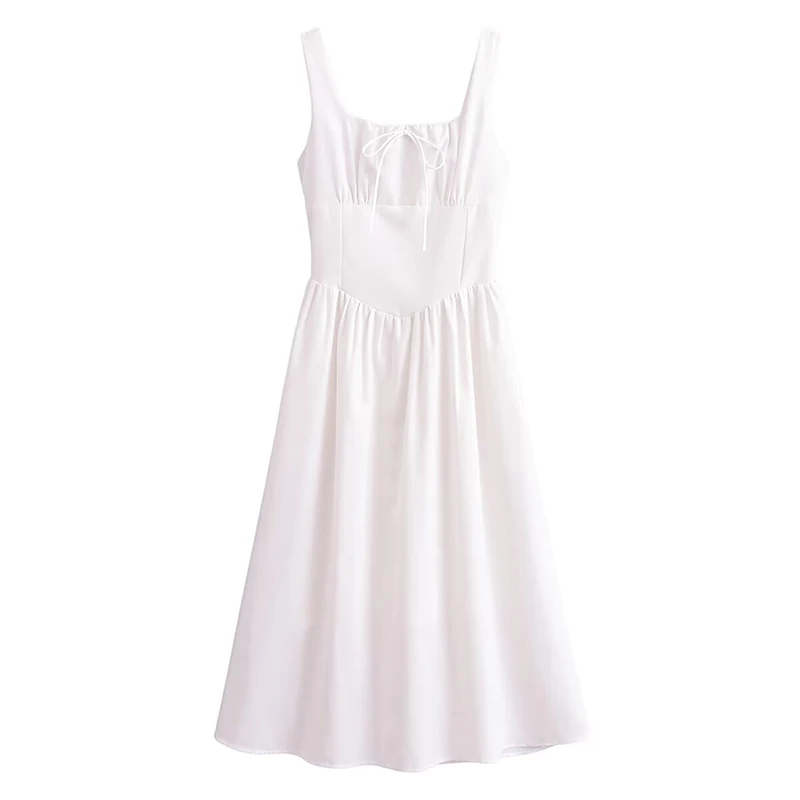 YENKYE-vestido sin mangas con cuello cuadrado para mujer, prenda elegante, Sexy, color blanco y negro, cintura baja, ideal para vacaciones de verano