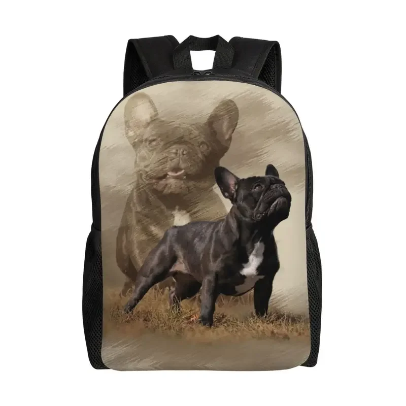 

Personalized Cool French Bulldog Backpacks Women Men Basic Bookbag for School College Pet Dog Bags