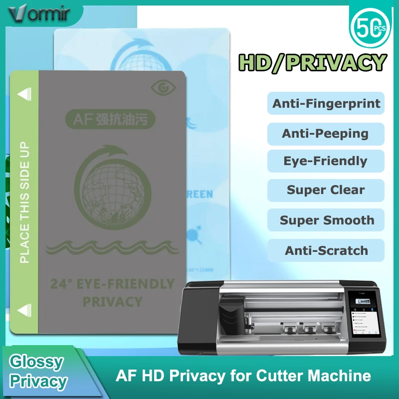 

VORMIR 50 шт. AF HD Защитная пленка для конфиденциальности, анти-подглядывающая гидрогелевая пленка из ТПУ Micas, передние пленки для плоттера, резака, 3C, для использования в магазине