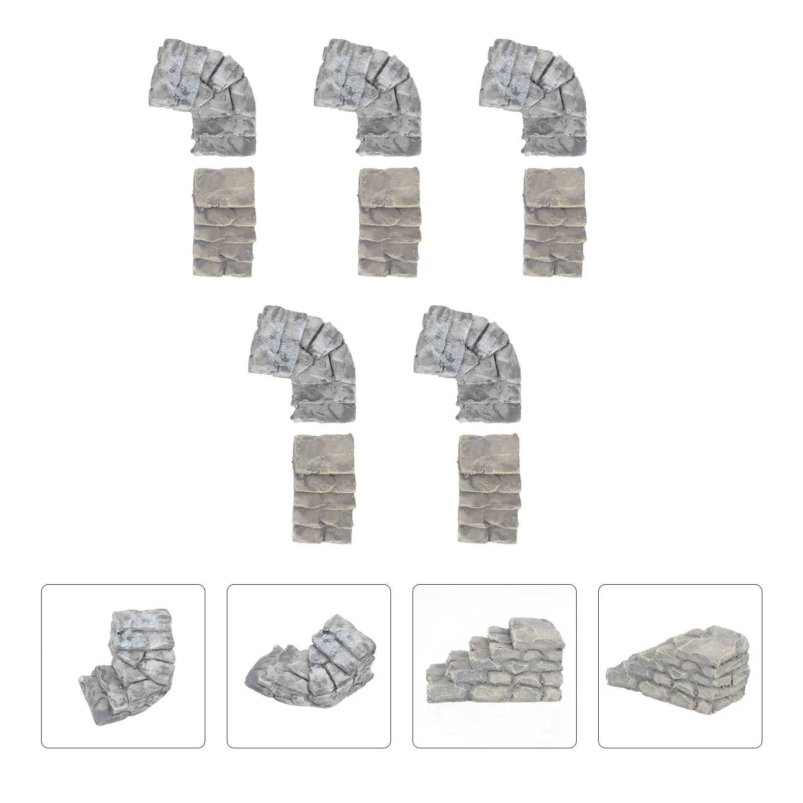 10Pcs Mini Resin Steps Ornament Set for Fairy Garden Decor Micro Landscape Accessories Desktop Plant Scene Prop Resin Craft