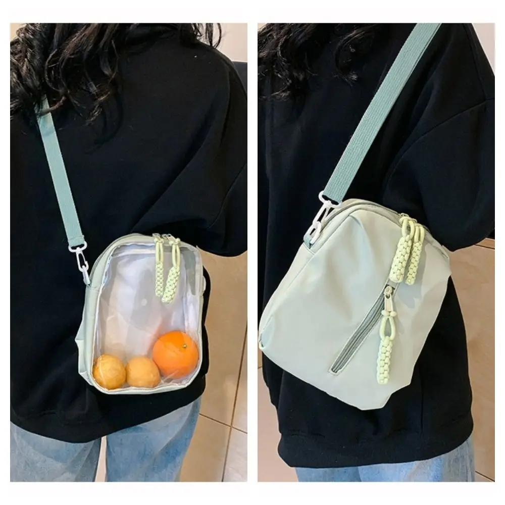 Waterproof Candy Color Crossbody Bag Korean Nylon Sweet Transparent Pocket Solid Color Simple Shoulder Bag