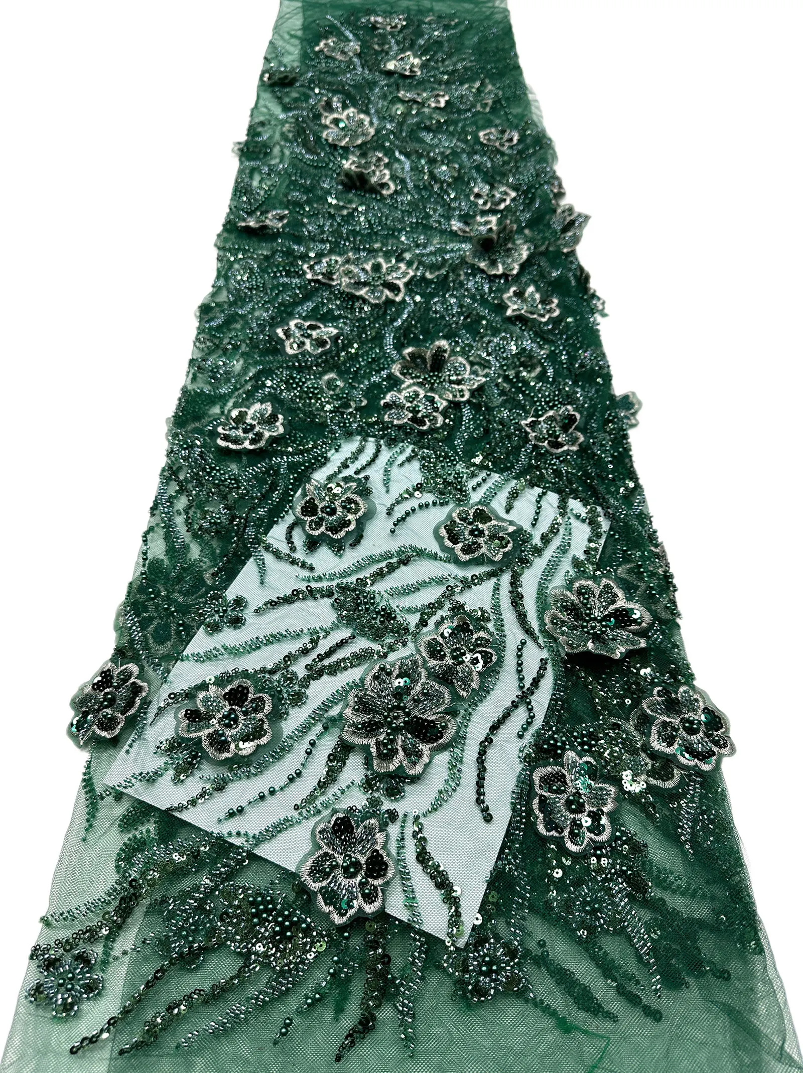 3D Königsblaue Afrikanische Stickerei-Spitze Perlenbesetzter Spitzenstoff 2026 Hochwertige Nigerianische Pailletten Französische Spitze für Damen Hochzeitskleid – Detail 27