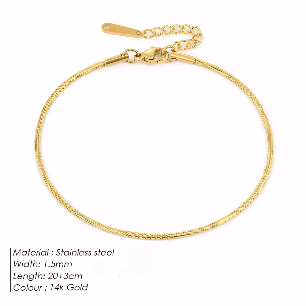 Women's Stainless Steel Round Snake Chain Anklet