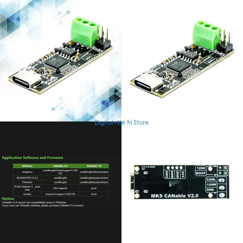 

E06D CANable 2.0 CANbus Transceiver USB to CAN Analyzers CAN2.0 Serial Controller CANable Based on STM32G431C8T6