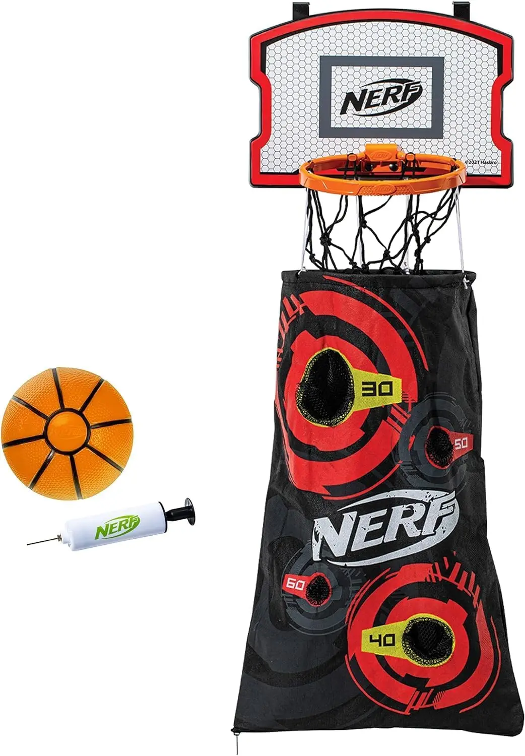 

Mini Basketball Hoop Hamper with Over-the-Door Basket and Shooting Target - Fun Laundry Set for Kids