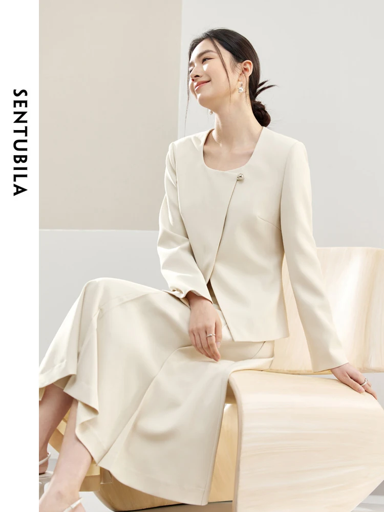 SENTUBILA Women Blazer Jacket and Skirt Two Piece Sets Womens Outfits 2024 Autumn Elegant Office Work Business Wear 141Z52828