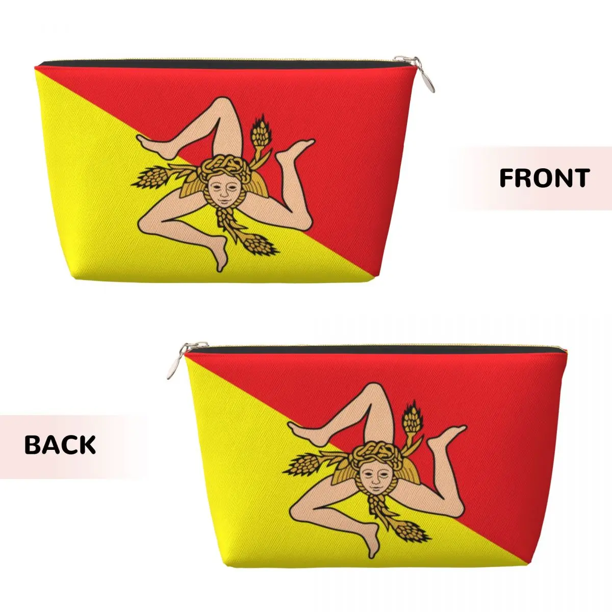 Custom Italian Island Sicily Flag Makeup Bag Women Travel Cosmetic Organizer Kawaii Sicilian Bandiera Storage Toiletry Bags