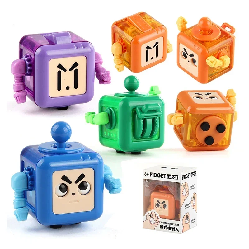 Kids Stress Relief Robots Fidget Toys Magic Cube Anti-stress Hand-Held for Adults Autism Gifts Killing Time Cool Fidget Block