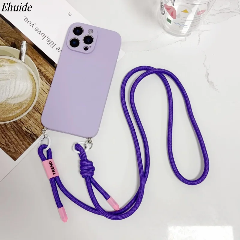 Adjustable Fashion Anti Loss Phone Lanyard 120CM Crossbody Neck Cord Wrist Strap for iPhone 17 Pro Max Case Chain Two Ring Rope
