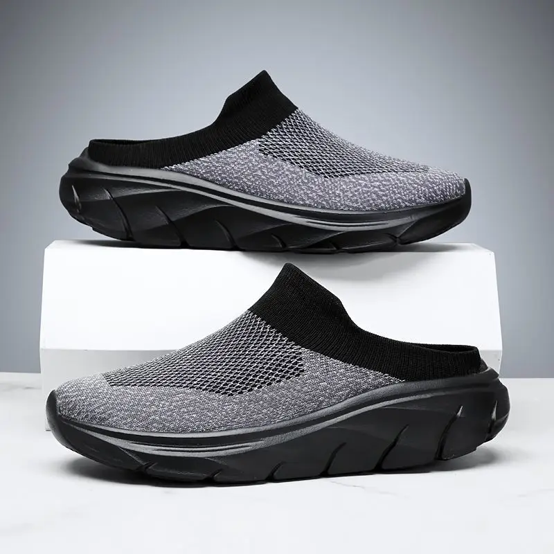 

Men's Half Slippers Summer Comfortable Walking Casual Shoes Breathable High Quality Loafers Height Increase Non Slip Men's Shoes