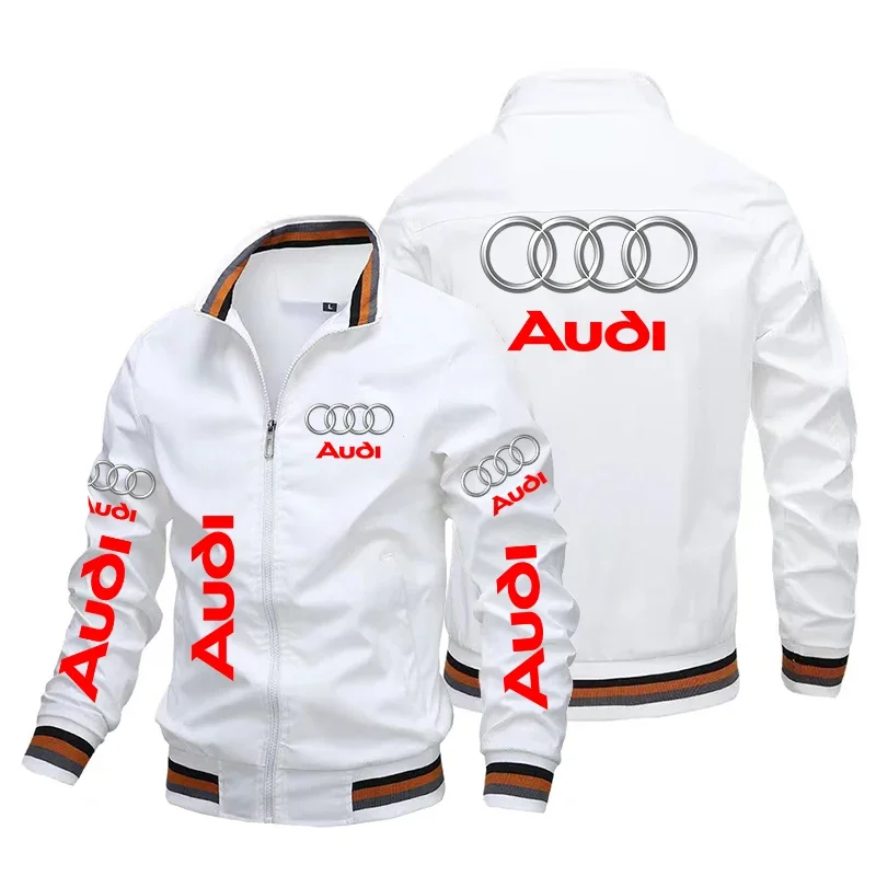 Motorcycle Jackets Audi Logo Print Men\'s Jacket Casual Windbreaker Fashion Slim Biker Sport Jacket Audi Men Clothing Racing Wear