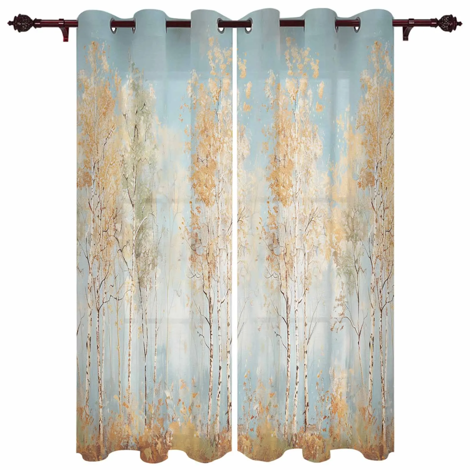 Impressionism Of Oil Painting Forest Plants Modern Window Curtains for Living Room Bedroom Curtain Home Decor Balcony Drapes