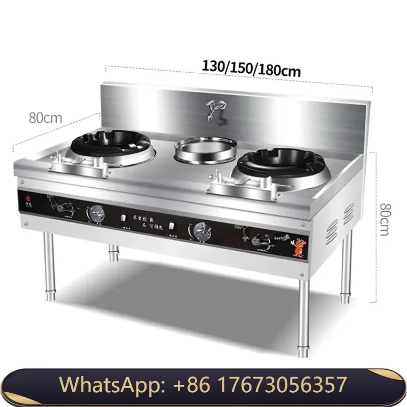 Lyroe 2 Holes Commercial Chinese Wok Range With Faucet And Baffle