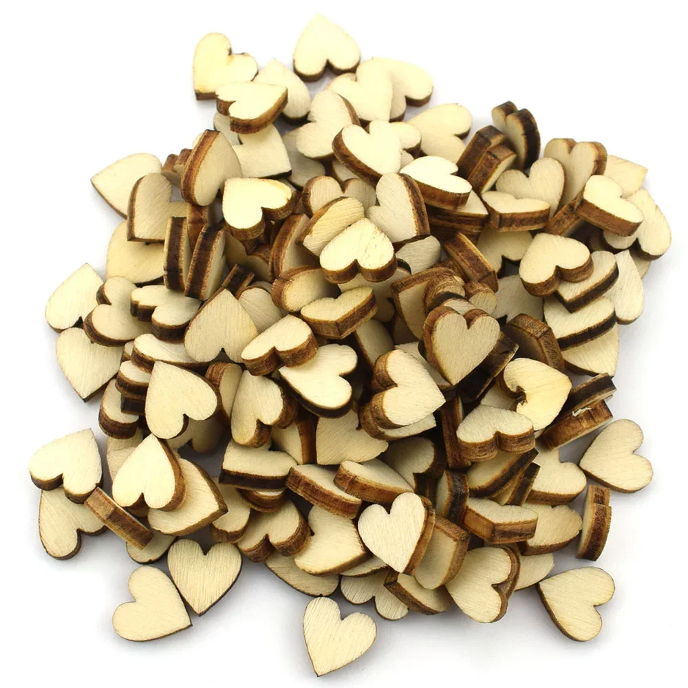 100PCS 10MM Heart Cute Wood Buttons Sewing Scrapbooking Wooden Crafts Clothing Home Gift Decor Scrapbooking Accessories