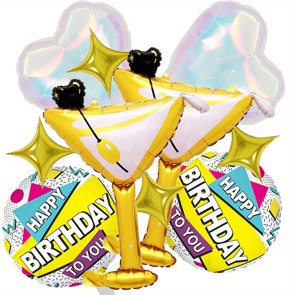 10-teiliges Martini-Luftballon-Set aus Aluminiumfolie – Party-Dekoration für Junggesellenabschiede und Cocktails, Geburtstagsparty-Dekoration, Ballon-Set