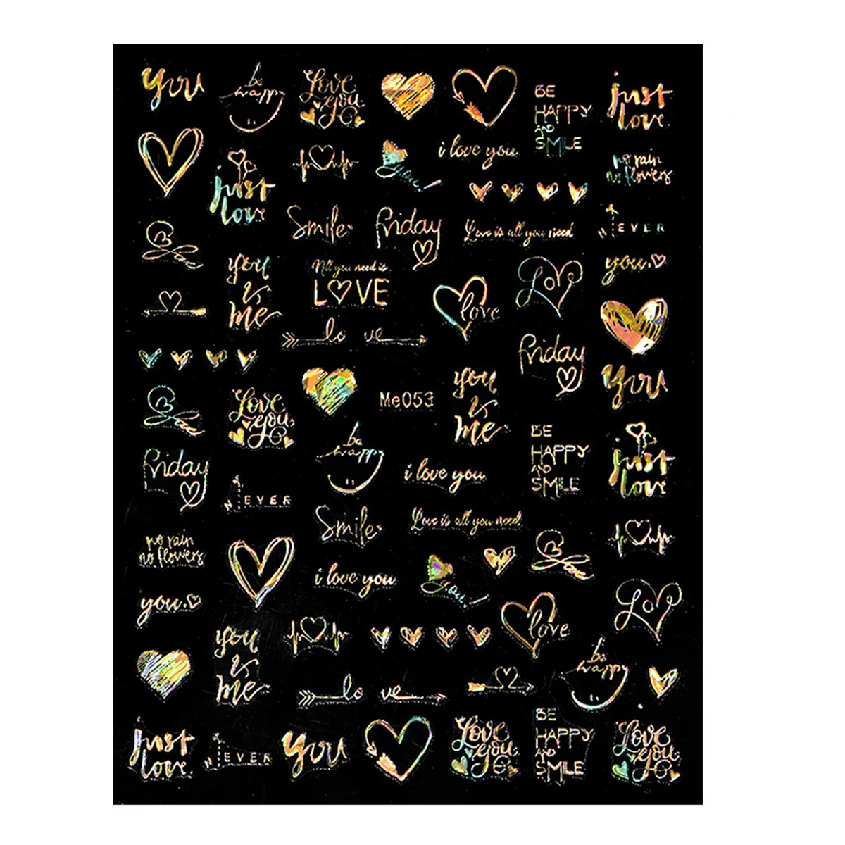 Aurora adesivos para brinquedos infantis, ouro e prata arte, amor flores e letras, suprimentos de decoração a laser, 1pc