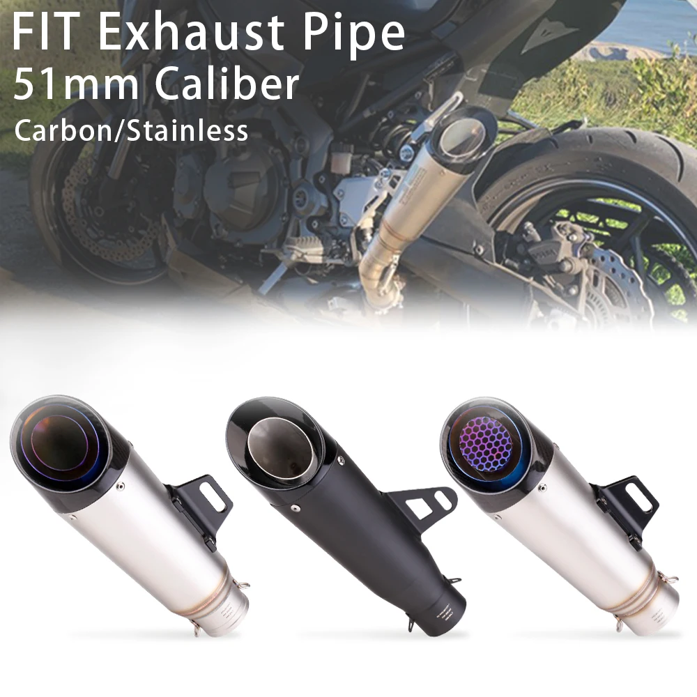 Motorcycle Exhaust Pipe For YZF R6 R15 R3 MT07 Mt09 Ninja400 Z400 Escape Refit 51mm Universal Caliber Exhaust Pipe Upgrade Kit