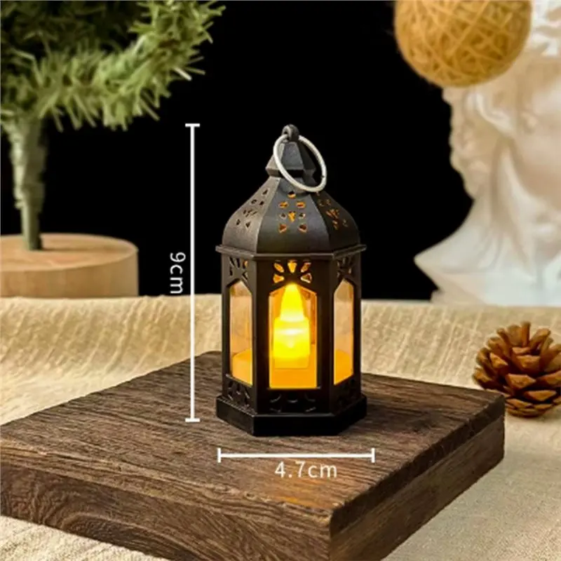 Flickering LED Candles, 6 Mini Lanterns Vintage Black Decorative Hanging For Halloween,Wedding-B61B