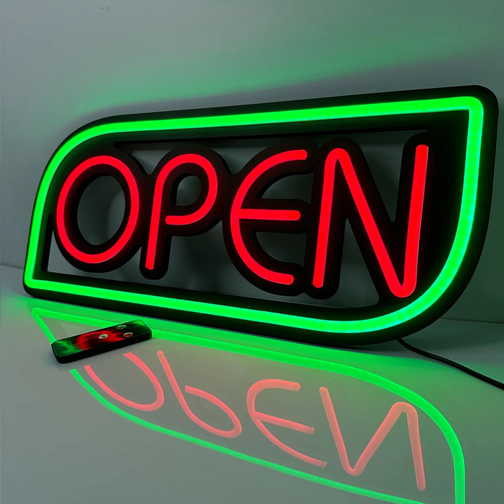 OPEN Neon Sign 55x22cm Ultra Bright Remote Control Led Open Light for Shop Front Windows Opening AD Sign