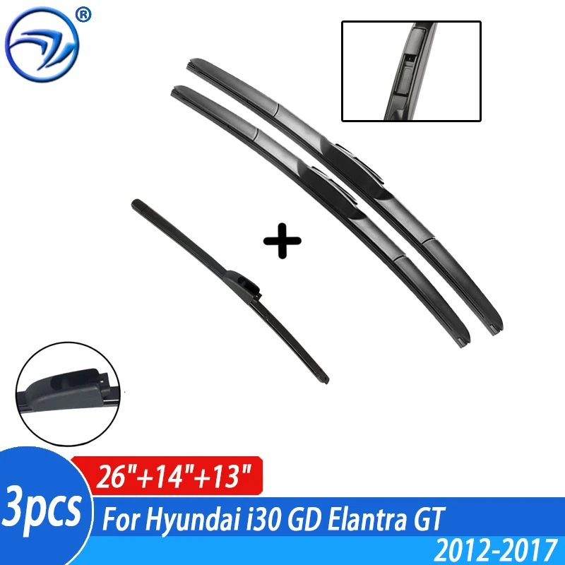 Wiper Front & Rear Wiper Blades Set For Hyundai i30 GD Elantra GT 2012 2013 2014 2015 2016 2017 Windshield 26\