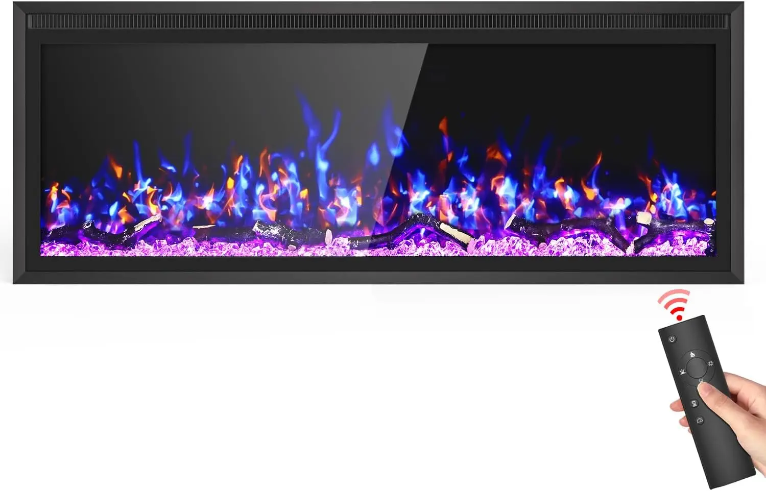 

Электрический камин Ультраузкая рамка с широким экраном, 50 I h Электрический камин, встраиваемый и настенный, с нагревателем, 12