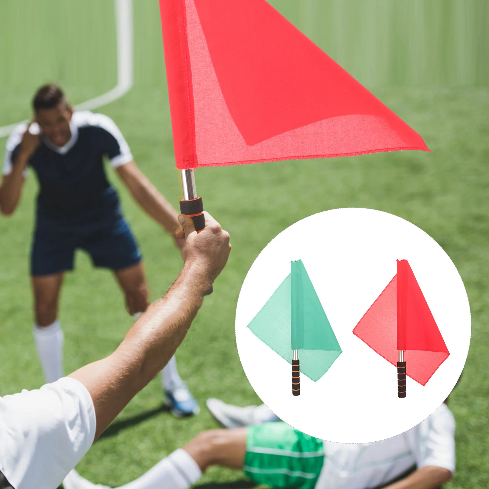 

Title: Referee Flag Hand Flag Red Green Flag Sponge Handle Special Patrol Linesman Linesman Flag Performance Official