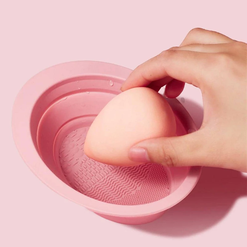 Foldable Makeup Brush Cleaning Bowl Makeup Brush Powder Puff Cleaning Liquid Makeup Brush Makeup Sponge Drying Net