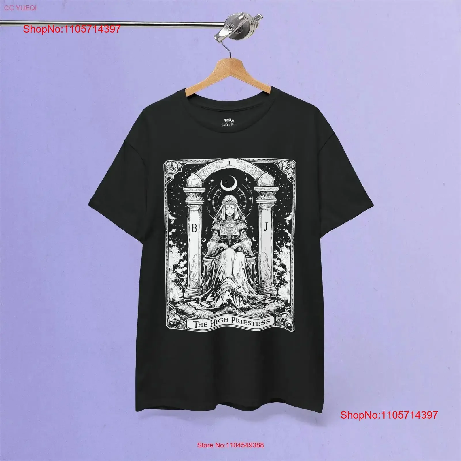 THE HIGH PRIESTESS Tarot Card T Shirt Gothic Witchy Major Arcana Occult Clothing Grunge vintage Washed homme Breathable Stylish