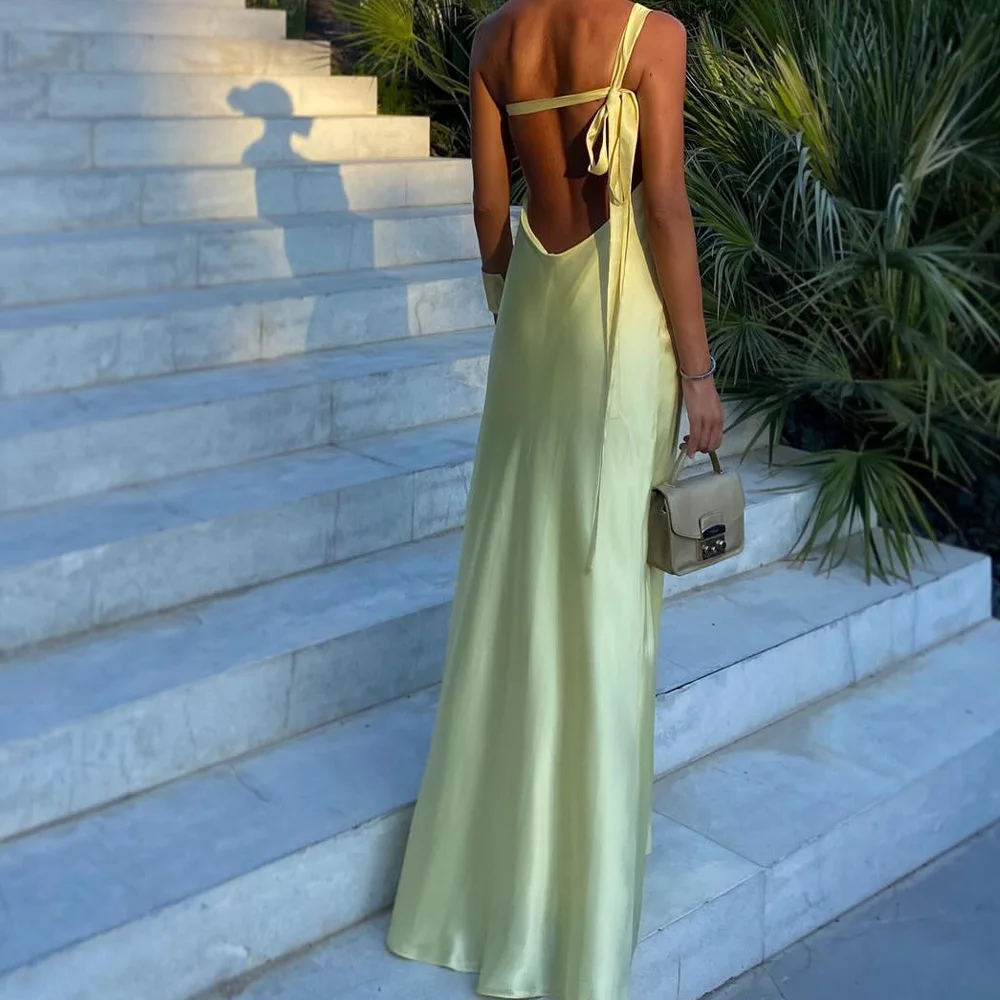 Customized Temperament Straight Floor Length Strapless Satin Sleeveless Pleats Evening Dress Elegant vestidos para mujer