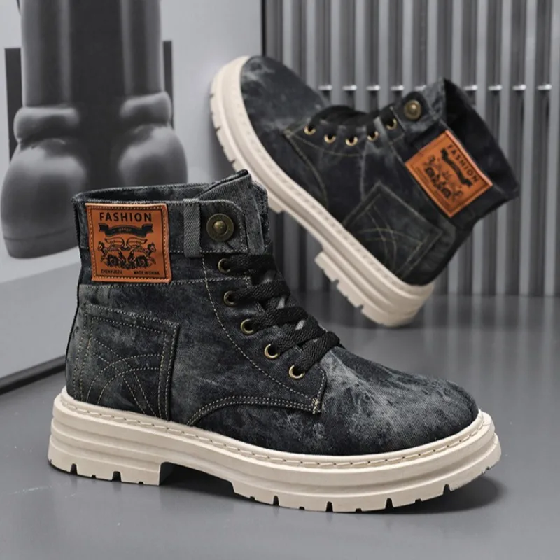 

Мужские парусиновые ботинки ручной работы, осень-зима, теплая удобная повседневная обувь с высоким берцем, уличная нескользящая толщина, походная обувь Botas Hombre