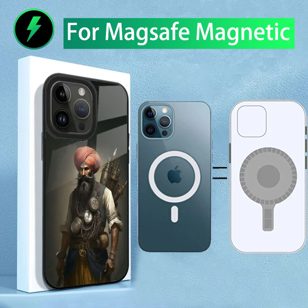 Nihang Singh Sikh Warrior Phone Case For iPhone 15,14,13,12,11,Plus,Pro,Max Mini Magsafe Magnetic Wireless Charging