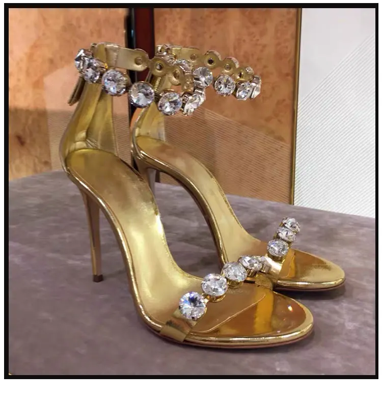 

Сандалии с кристаллами, такновая конструкция для взросado, correa en el tobillo con diamantes de imitación, tacones altos 6/8/10 CM