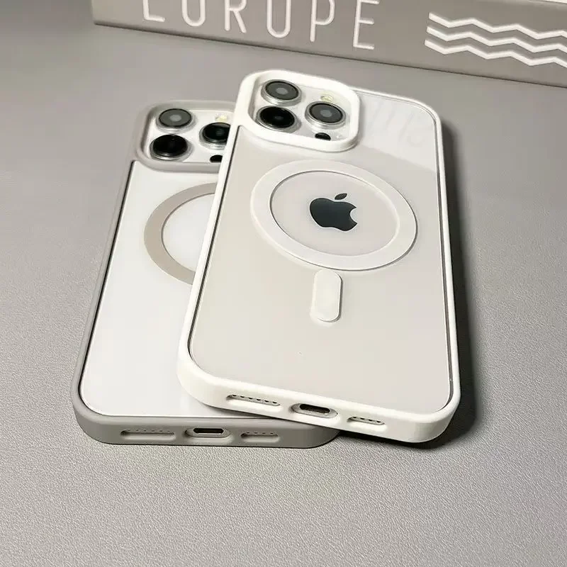 Funda de carga inalámbrica de lujo para iPhone 17 16 15 14 13 12 11 Pro Max 16 Plus 16e con borde magnético compatible con Magsafe 3