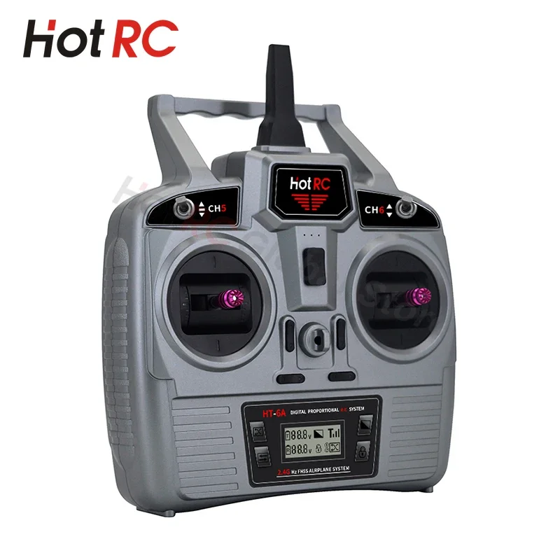 HOTRC-transmisor de 6 canales a control remoto para Dron, HT-6A de 2,4G, FHSS, receptor de 6 canales, F-06A Mode2, mano izquierda, 6 CANALES