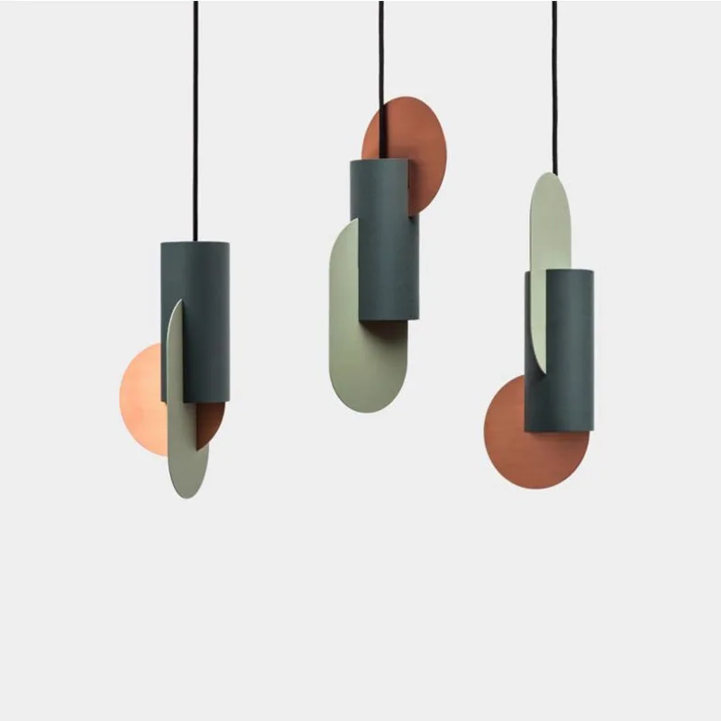 

Scandinavian Artistic Color-Block Mini Pendant - Designer Soft Furnishing Light for Multi-Space Bedside, Dining & Bar