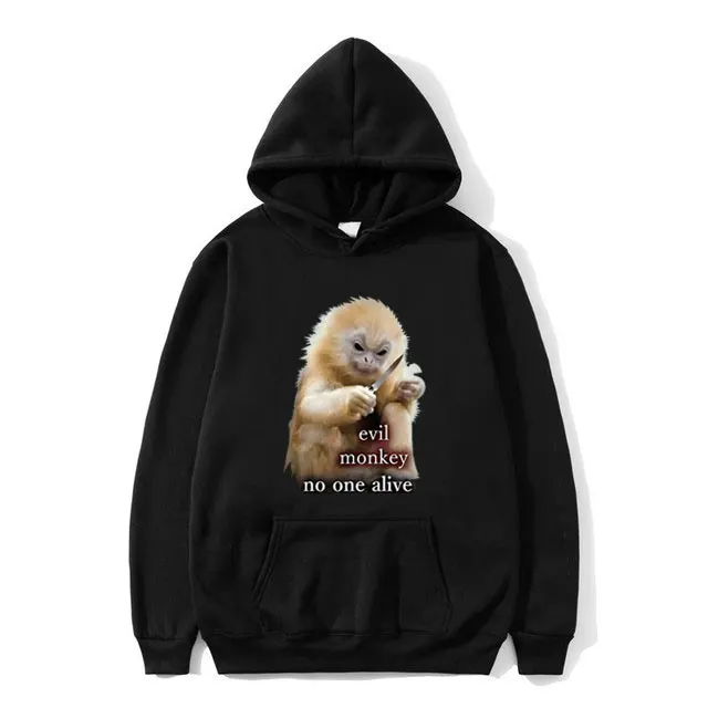 

Evil Monky No One Alive Graphic Hoodie Funny Men Women Fashion Oversized Streetwear Male Casual Fleece Cotton Hoodies Sweatshirt