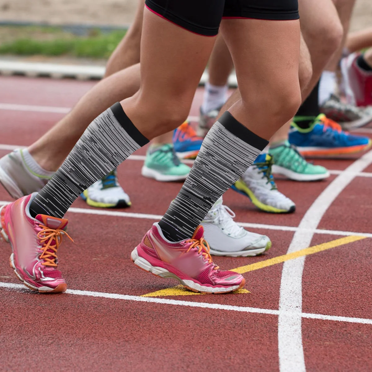 

Women Sports Socks Stylish Pattern Athletic Compression Stockings Support Perfect for Sports Festivals Concerts Knee