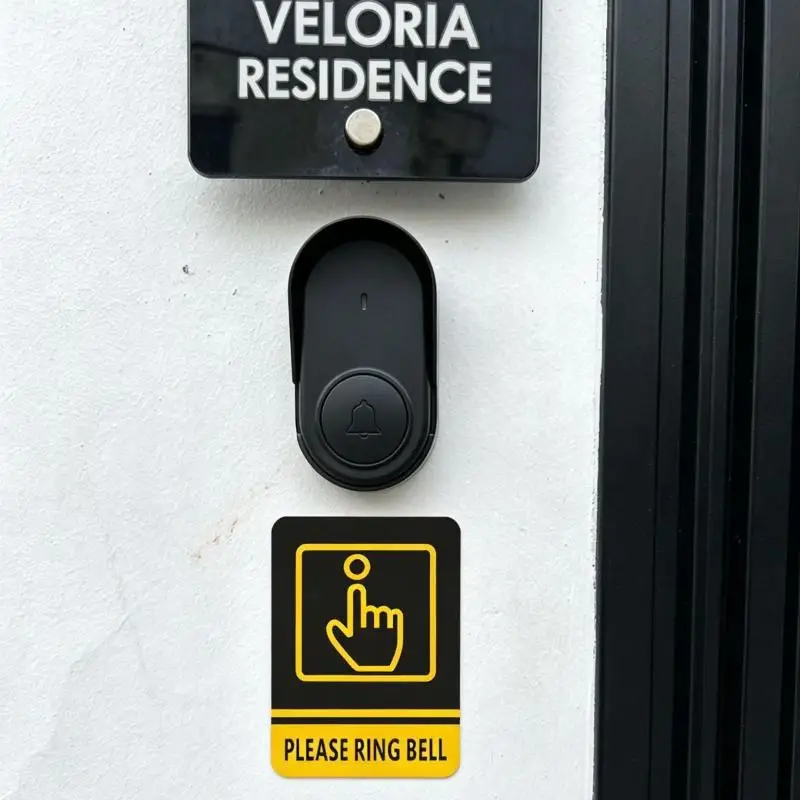 2pcs Funny Sign Please Ring Bell Waterproof Acrylic Sticker Warning Decal Car Door Retail Shop Wall Decor
