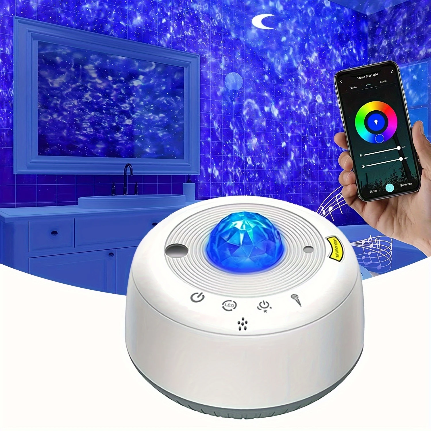 

1pc Smart WiFi Star Projector Works With Alexa , Syslux App Controlled 3 In 1 Star Night Light -Degree Rotating Nebula Light Wi