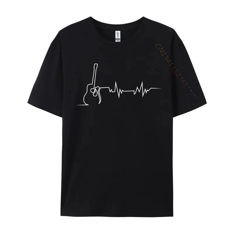 

Acoustic Guitar Heartbeat Cool Design For Guitarists T-Shirt Men Cotton T-Shirts Man Retro Tops Streetwear Newest Design