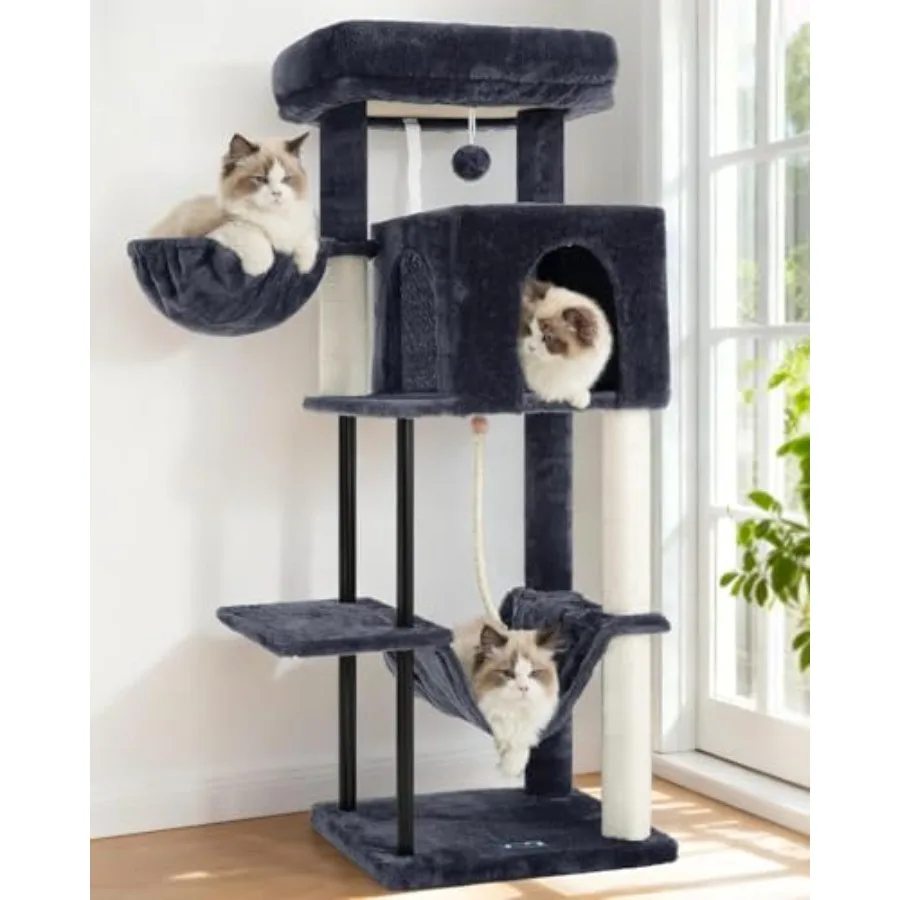 

【Spot goods】Cat Tree Cat Tower for Indoor Cats 43.3 inch Cat Tree Tower with Sturdy Steel Tube Hammock Cat Condo for Small Cats
