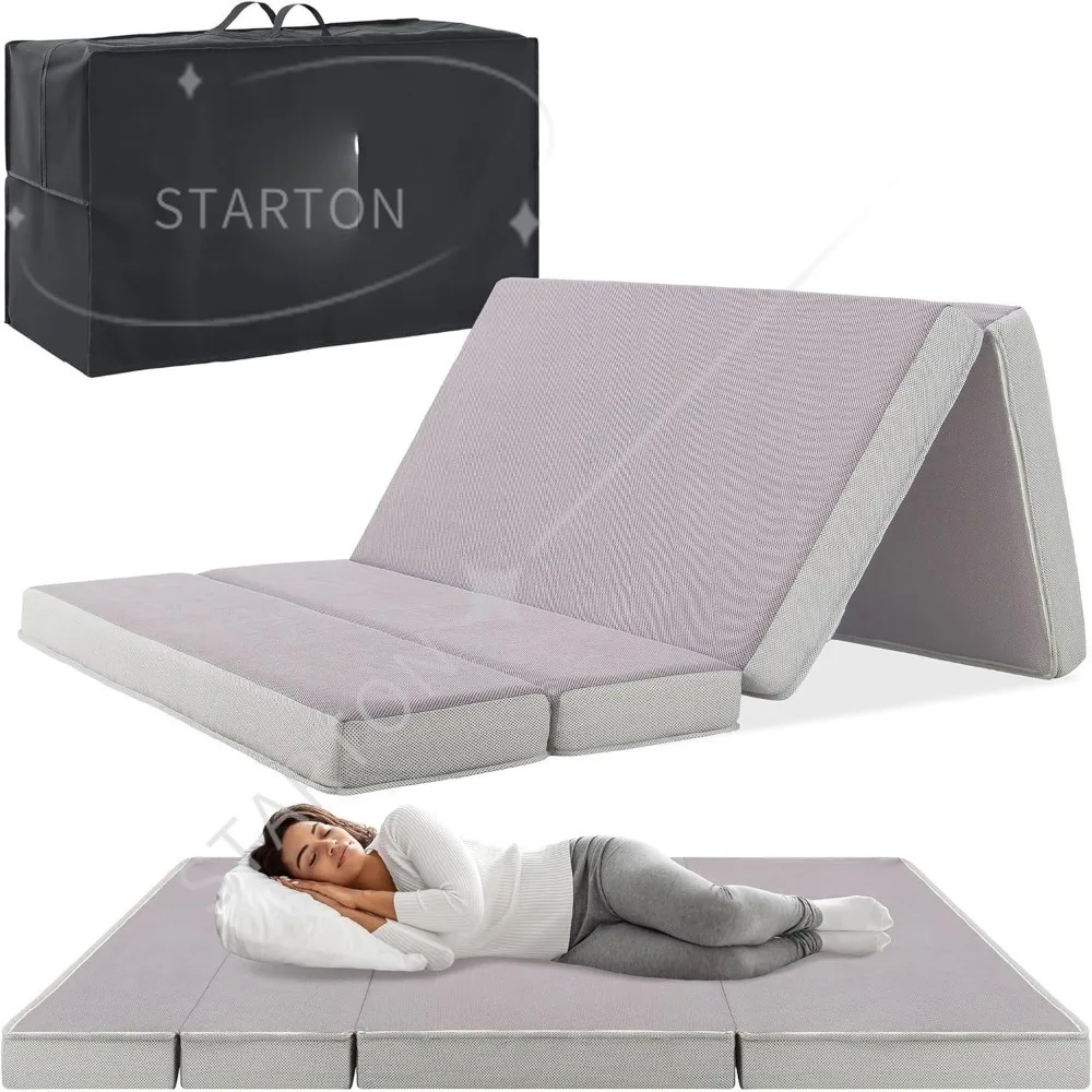 Best Choice Products 4in Portable Twin-Size Mattress, Tri-Fold Mattress for Camping, Guest, Toddler